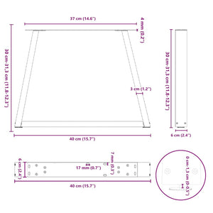 vidaXL Dining Table Legs V-Shape 2 pcs White 40x(30-31.3) cm Steel