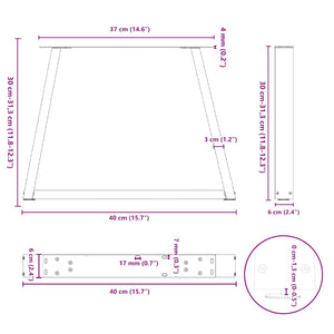 vidaXL Dining Table Legs V-Shape 2 pcs Anthracite 40x(30-31.3) cm Steel