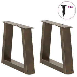 vidaXL Dining Table Legs V-Shape 2 pcs Natural Steel 40x(30-31.3) cm Steel