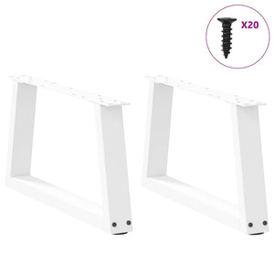 vidaXL Dining Table Legs V-Shape 2 pcs White 50x(30-31.3) cm Steel