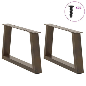 vidaXL Dining Table Legs V-Shape 2 pcs Natural Steel 50x(30-31.3) cm Steel