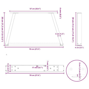 vidaXL Dining Table Legs V-Shape 2 pcs Black 70x(30-31.3) cm Steel