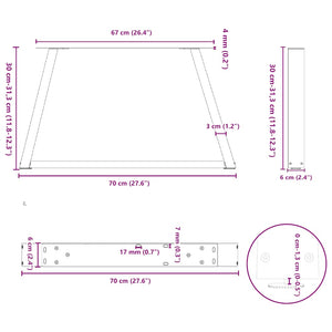 vidaXL Dining Table Legs V-Shape 2 pcs White 70x(30-31.3) cm Steel