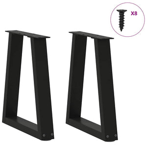 vidaXL Dining Table Legs V-Shape 2 pcs Black 28x(42-43.3) cm Steel