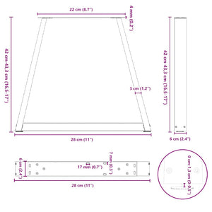 vidaXL Dining Table Legs V-Shape 2 pcs Black 28x(42-43.3) cm Steel