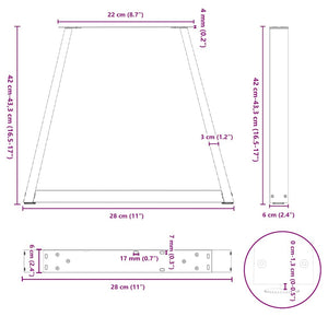 vidaXL Dining Table Legs V-Shape 2 pcs Natural Steel 28x(42-43.3) cm Steel