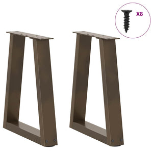 vidaXL Dining Table Legs V-Shape 2 pcs Natural Steel 28x(42-43.3) cm Steel