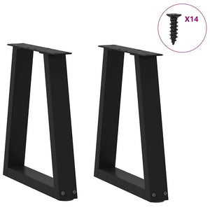 vidaXL Dining Table Legs V-Shape 2 pcs Black 38x(42-43.3) cm Steel