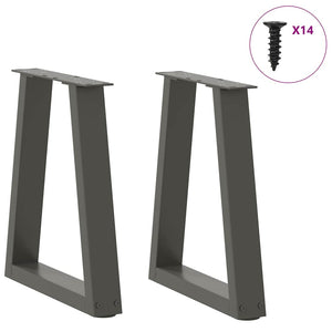 vidaXL Dining Table Legs V-Shape 2 pcs Anthracite 38x(42-43.3) cm Steel