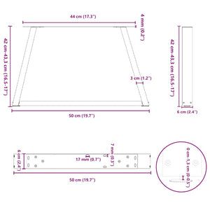 vidaXL Dining Table Legs V-Shape 2 pcs Natural Steel 50x(42-43.3) cm Steel