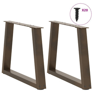 vidaXL Dining Table Legs V-Shape 2 pcs Natural Steel 50x(42-43.3) cm Steel