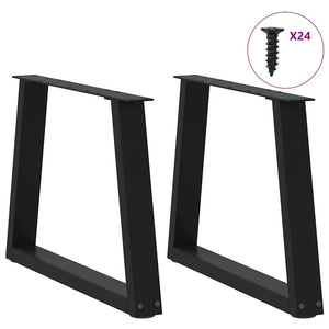 vidaXL Dining Table Legs V-Shape 2 pcs Black 60x(42-43.3) cm Steel