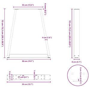 vidaXL Coffee Table Legs V-Shape 2 pcs Black 50x(72-73) cm Steel