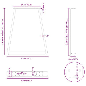 vidaXL Coffee Table Legs V-Shape 2 pcs Anthracite 50x(72-73) cm Steel