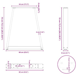 vidaXL Coffee Table Legs V-Shape 2 pcs White 60x(72-73) cm Steel