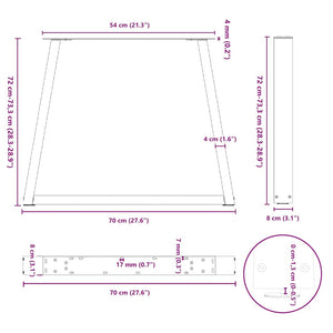 vidaXL Dining Table Legs V-Shape 2 pcs Anthracite 70x(72-73.3) cm Steel