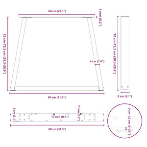 vidaXL Dining Table Legs V-Shape 2 pcs White 80x(72-73.3) cm Steel