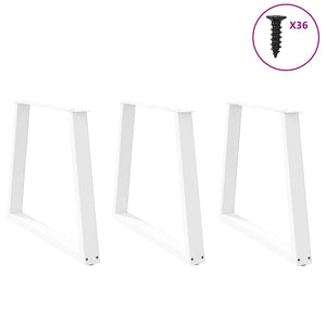 vidaXL Dining Table Legs V-Shape 3 pcs White 70x(72-73.3) cm Steel