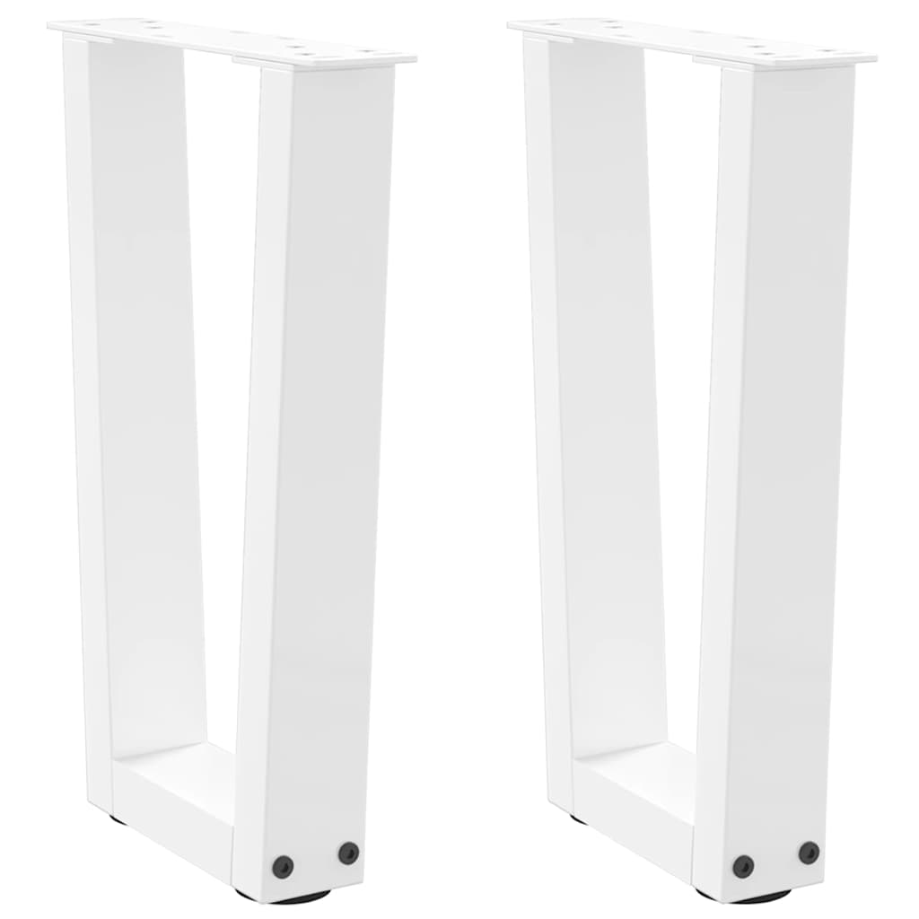 vidaXL Dining Table Legs V-Shape 2 pcs White 28x(42-43.3) cm Steel