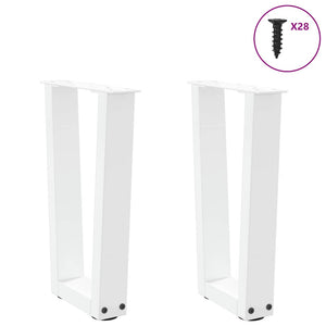 vidaXL Dining Table Legs V-Shape 2 pcs White 28x(42-43.3) cm Steel