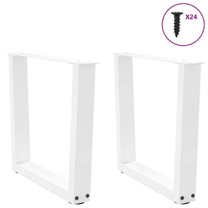 vidaXL Dining Table Legs V-Shape 2 pcs White 50x(42-43.3) cm Steel