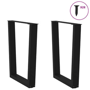 vidaXL Dining Table Legs V-Shape 2 pcs Black 70x(72-73.3) cm Steel