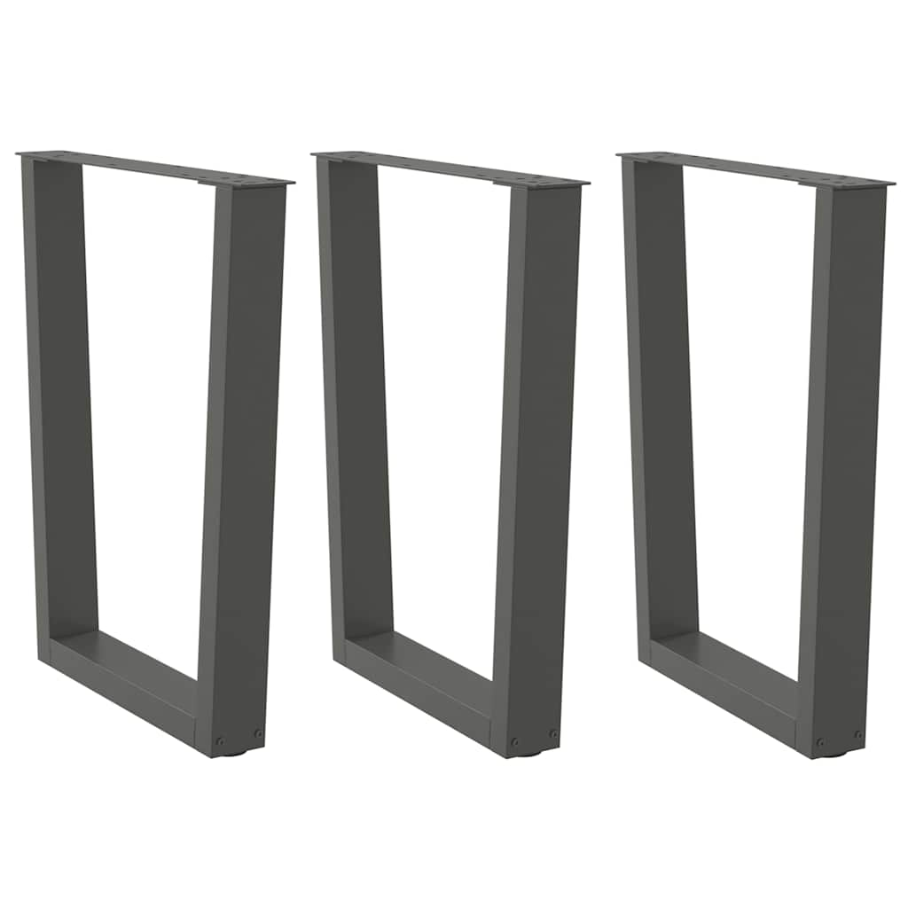 vidaXL Dining Table Legs V-Shape 3 pcs Anthracite 70x(72-73.3) cm Steel