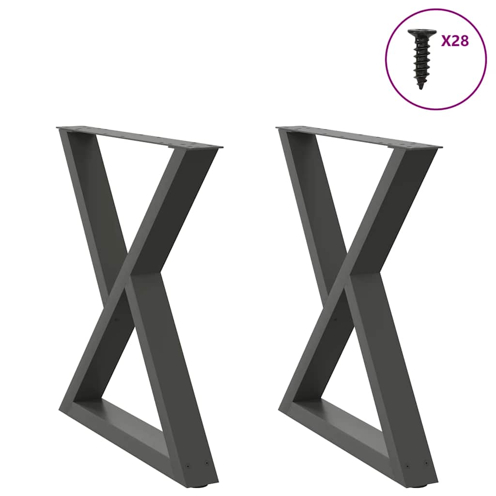 vidaXL Dining Table Legs 2 pcs Anthracite 70x(72-73.3) cm Steel