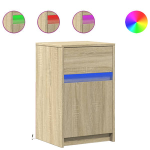 vidaXL Bedside Cabinet with LED Lights Sonoma Oak Engineered Wood