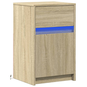 vidaXL Bedside Cabinet with LED Lights Sonoma Oak Engineered Wood