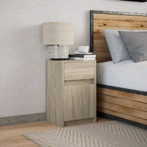 vidaXL Bedside Cabinet with LED Lights Sonoma Oak Engineered Wood