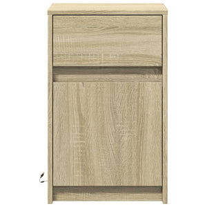 vidaXL Bedside Cabinet with LED Lights Sonoma Oak Engineered Wood