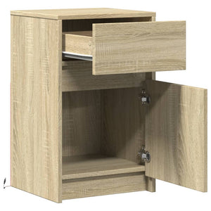 vidaXL Bedside Cabinet with LED Lights Sonoma Oak Engineered Wood