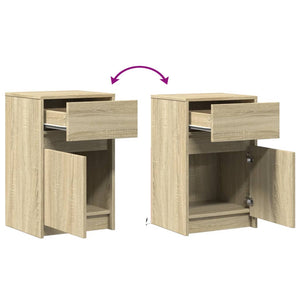 vidaXL Bedside Cabinet with LED Lights Sonoma Oak Engineered Wood