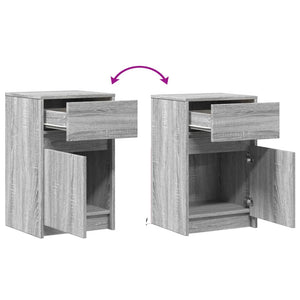 vidaXL Bedside Cabinets with LED Lights 2 pcs Grey Sonoma Engineered Wood