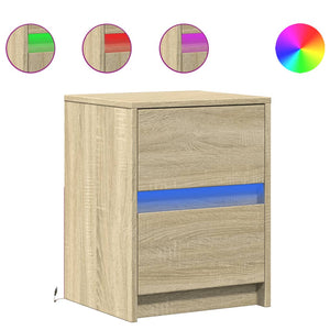 vidaXL Bedside Cabinets with LED Lights 2 pcs Sonoma Oak Engineered Wood