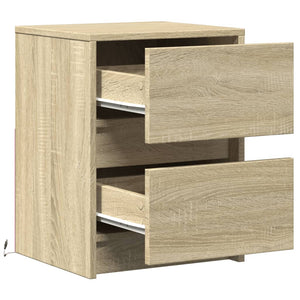 vidaXL Bedside Cabinets with LED Lights 2 pcs Sonoma Oak Engineered Wood