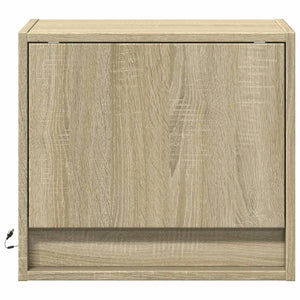 vidaXL Wall-mounted Bedside Cabinet with LED Lights Sonoma Oak