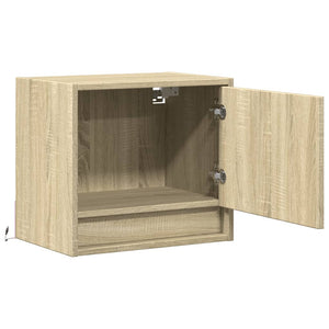 vidaXL Wall-mounted Bedside Cabinet with LED Lights Sonoma Oak