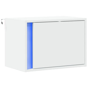 vidaXL Wall-mounted Bedside Cabinet with LED Lights White