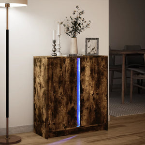 vidaXL Sideboard with LED Smoked Oak 77x34x85 cm Engineered Wood