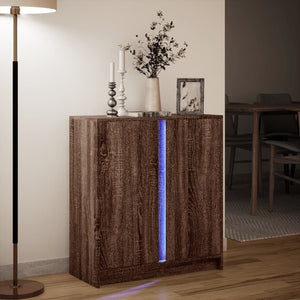 vidaXL Sideboard with LED Brown Oak 77x34x85 cm Engineered Wood