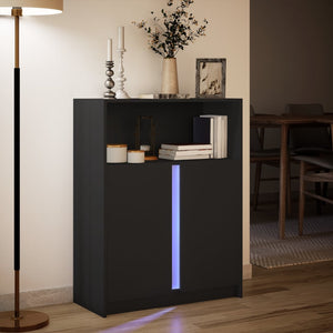 vidaXL Sideboard with LED Black 77x34x100 cm Engineered Wood