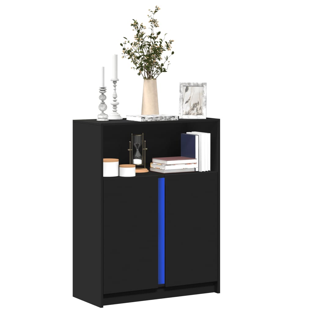 vidaXL Sideboard with LED Black 77x34x100 cm Engineered Wood