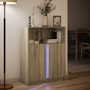 vidaXL Sideboard with LED Sonoma Oak 77x34x100 cm Engineered Wood