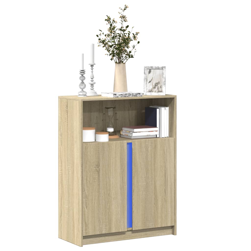 vidaXL Sideboard with LED Sonoma Oak 77x34x100 cm Engineered Wood