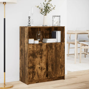 vidaXL Sideboard with LED Smoked Oak 77x34x100 cm Engineered Wood