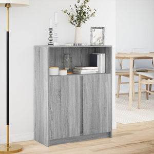 vidaXL Sideboard with LED Grey Sonoma 77x34x100 cm Engineered Wood