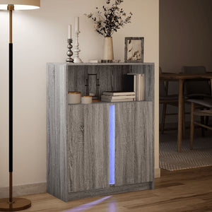 vidaXL Sideboard with LED Grey Sonoma 77x34x100 cm Engineered Wood