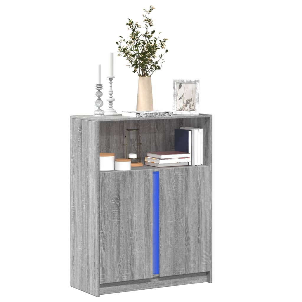 vidaXL Sideboard with LED Grey Sonoma 77x34x100 cm Engineered Wood